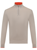 Half-zip trui van zijde en katoen | Beige