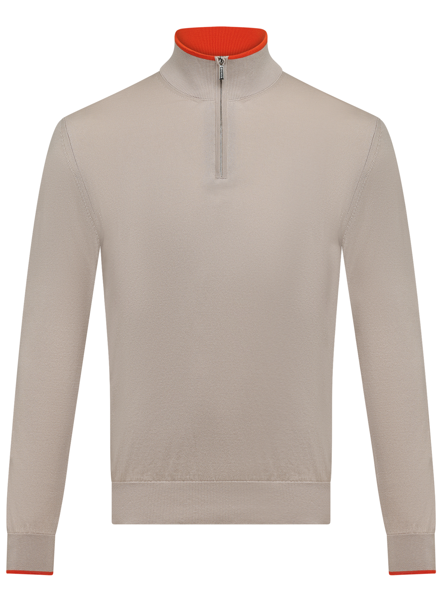 Half-zip trui van zijde en katoen | Beige