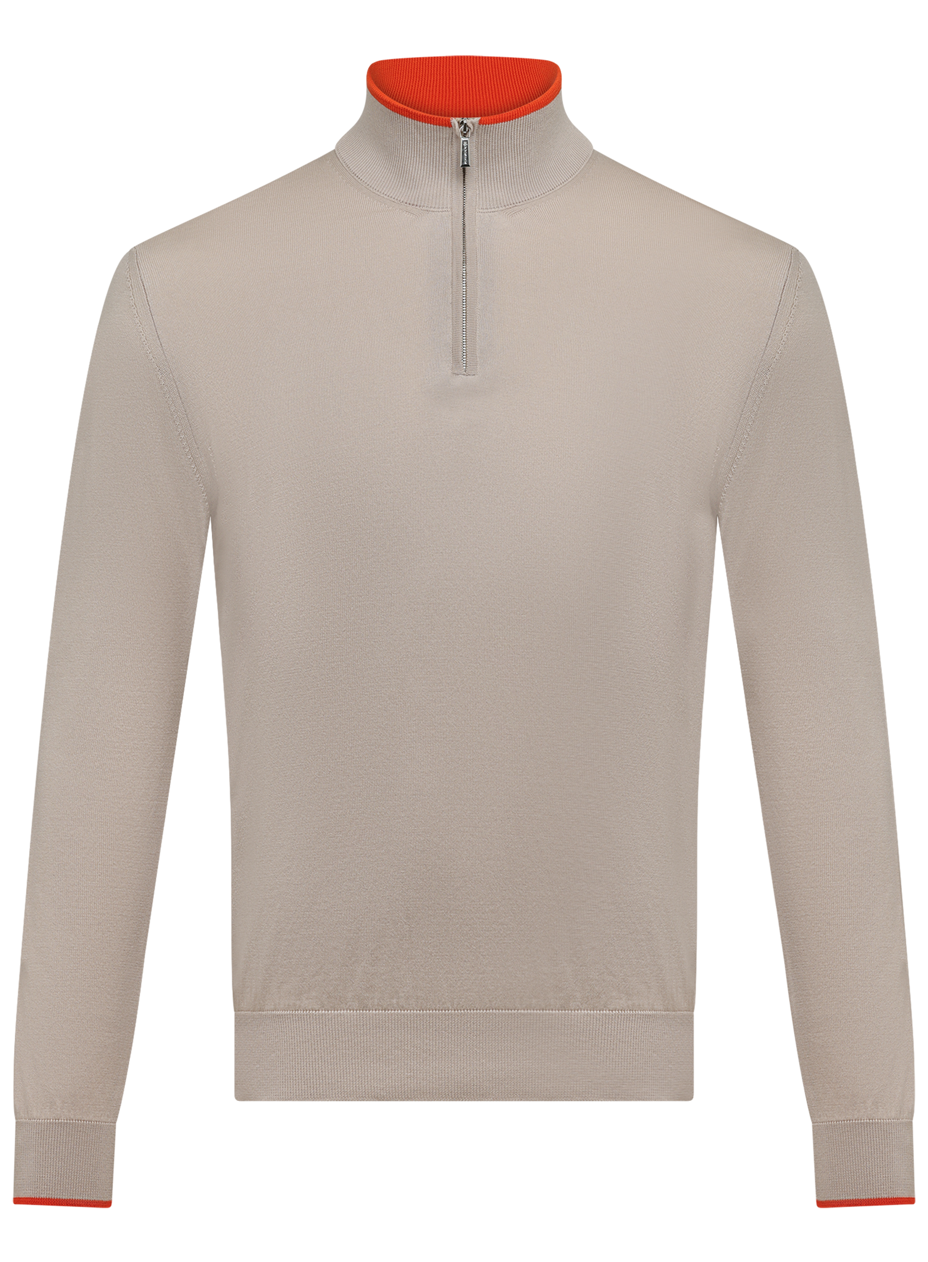 Half-zip trui van zijde en katoen | Beige