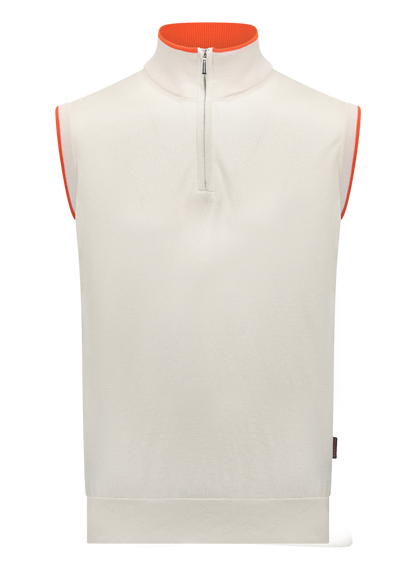 Half-zip slipover van katoen en zijde | Wit
