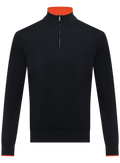 Half-zip trui van zijde en katoen | BLUE NAVY