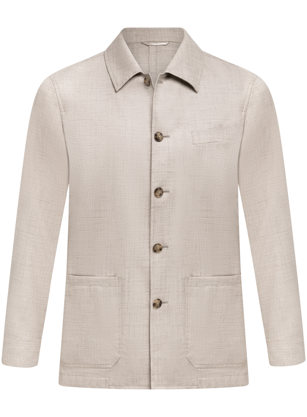 Shirt jacket van wol, zijde en linnen | Beige Melee