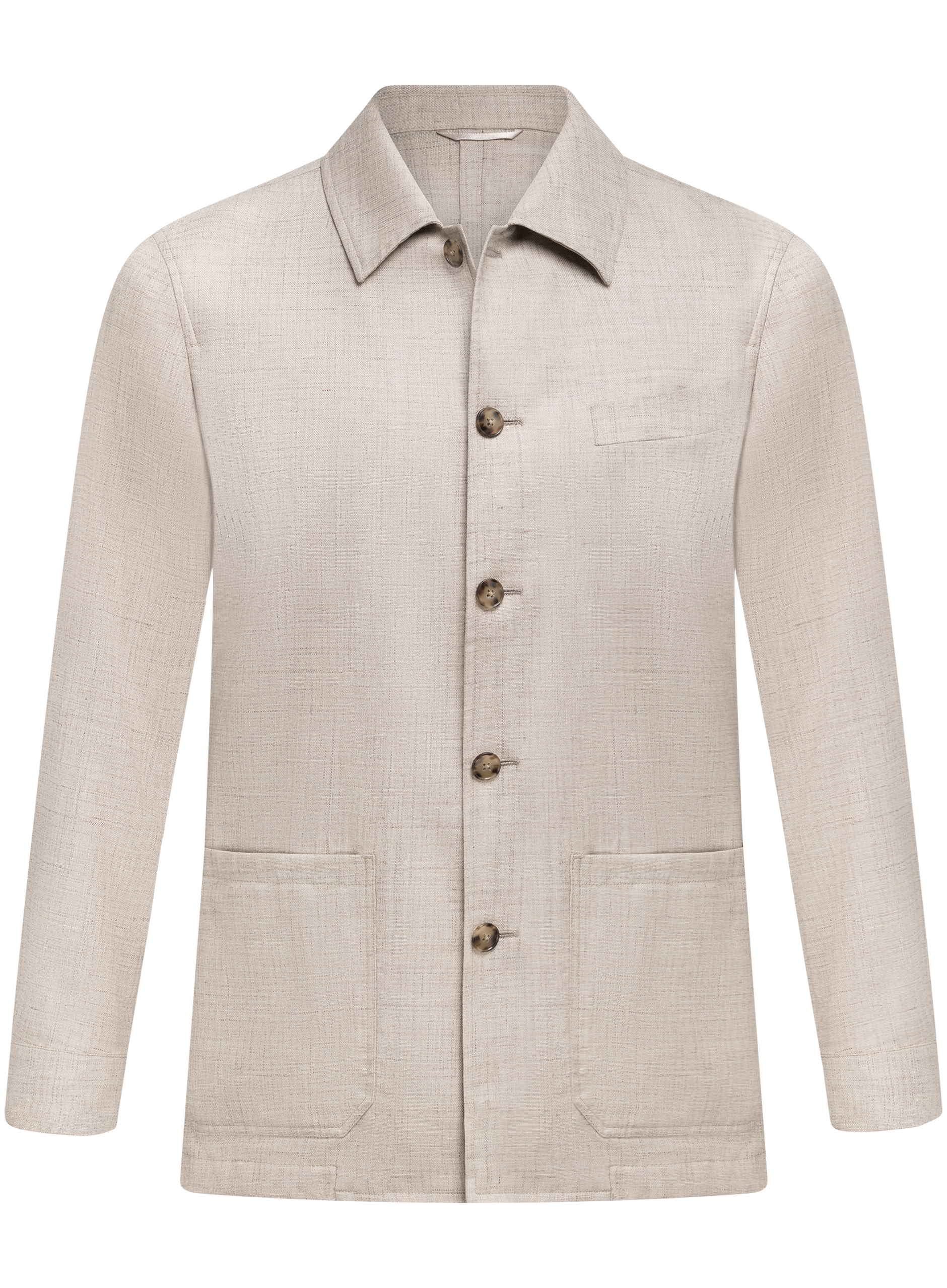 Shirt jacket van wol, zijde en linnen | Beige Melee