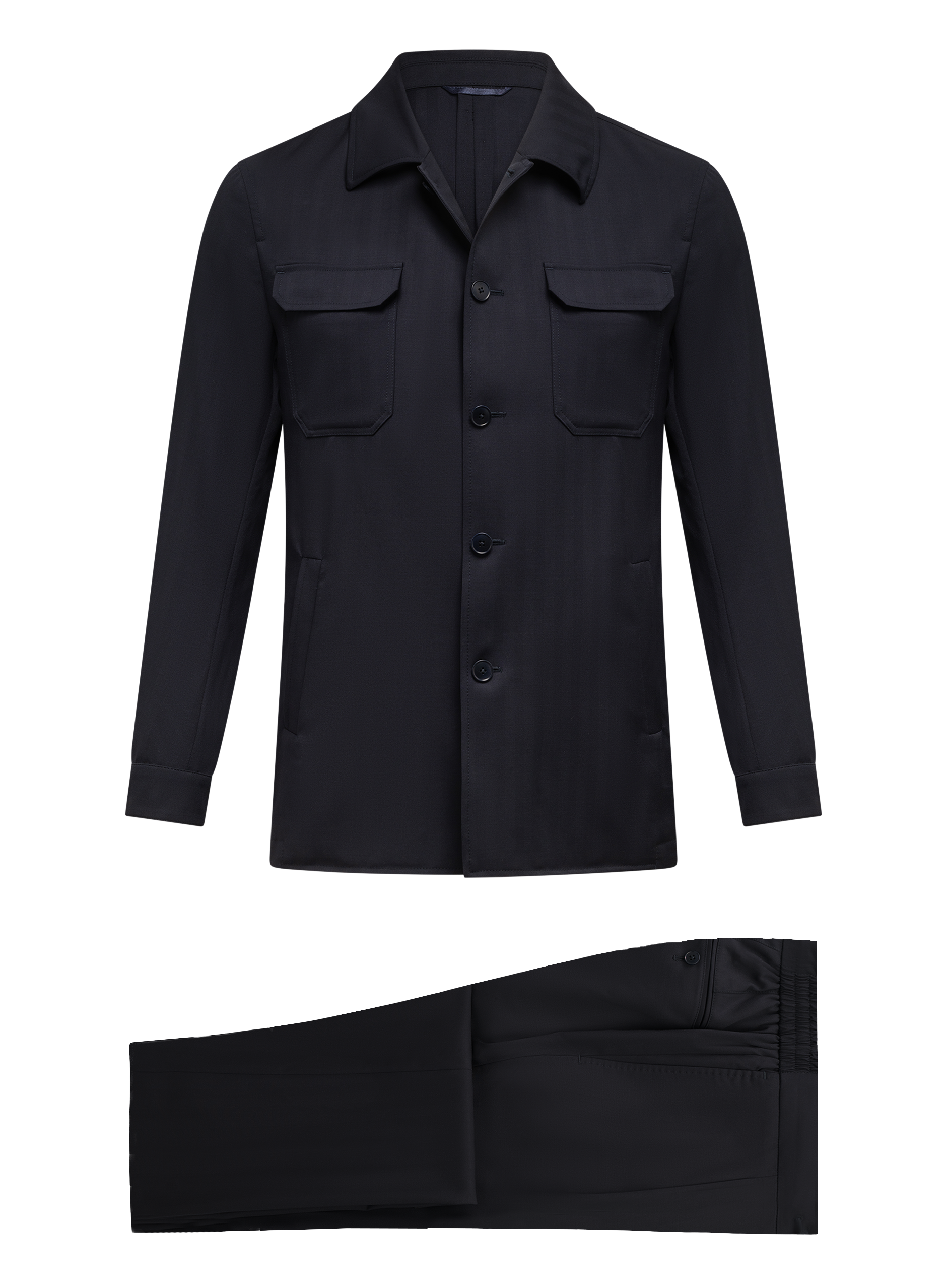 Pak van wol met shirt jacket | BLUE NAVY