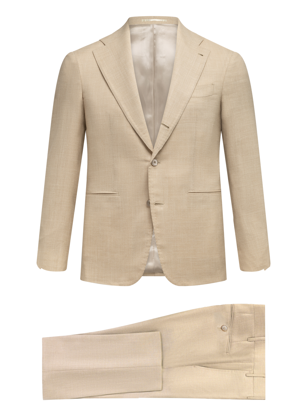 Pak van wol, zijde en linnen (loro piana-stof) | Beige