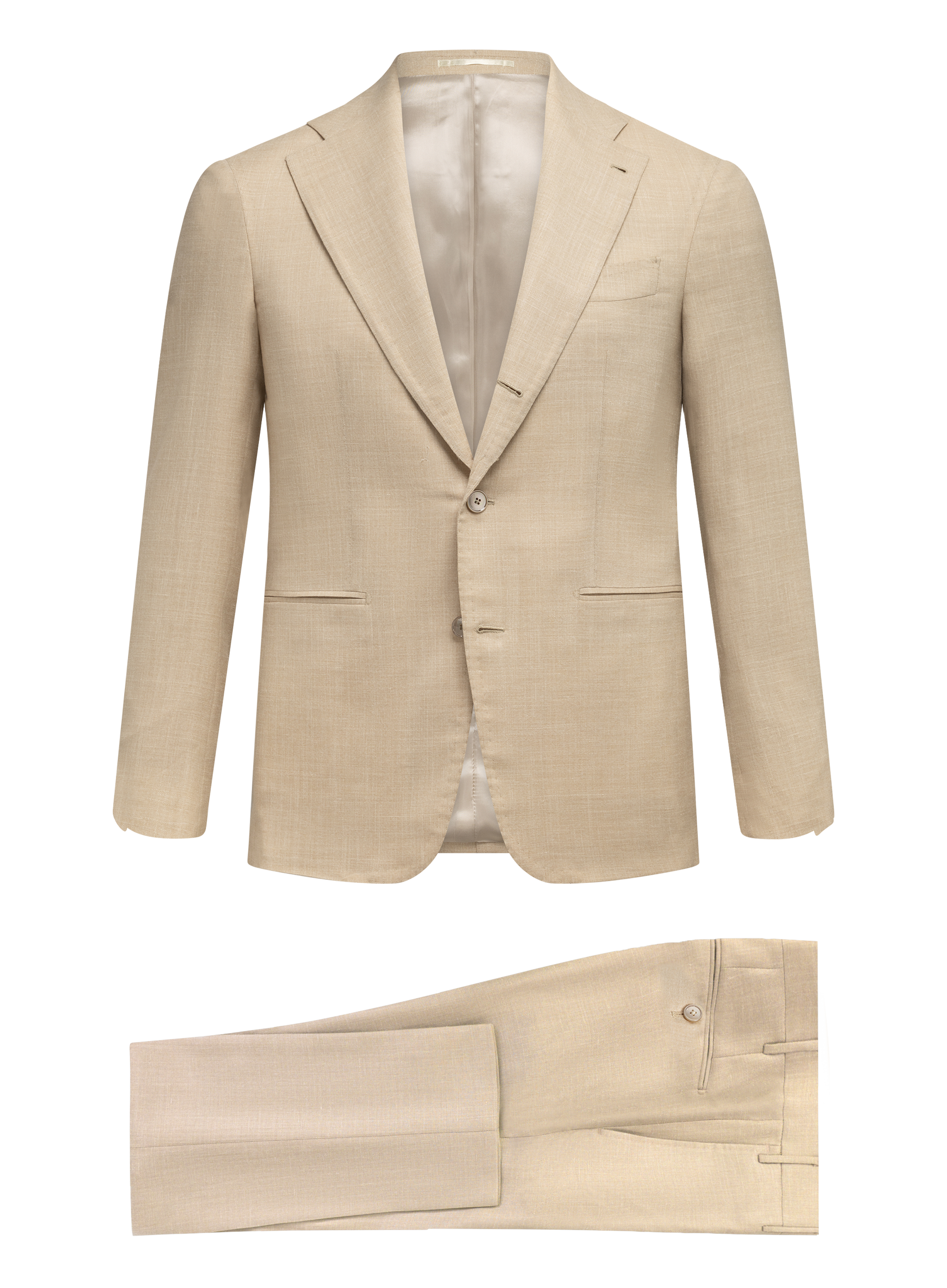 Pak van wol, zijde en linnen (loro piana-stof) | Beige