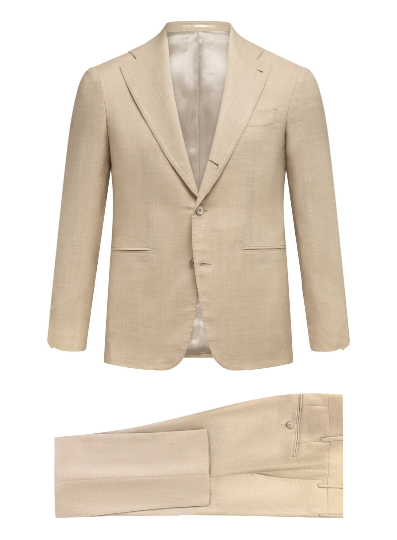 Pak van wol, zijde en linnen (loro piana-stof) | Beige