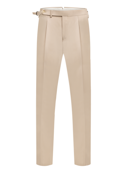 Bandplooi pantalon van wol | Beige