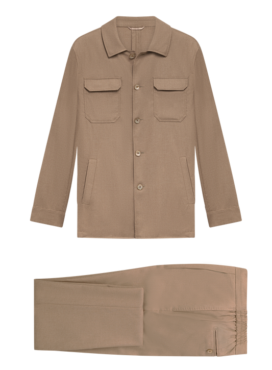 Pak met shirt jacket | Licht Bruin