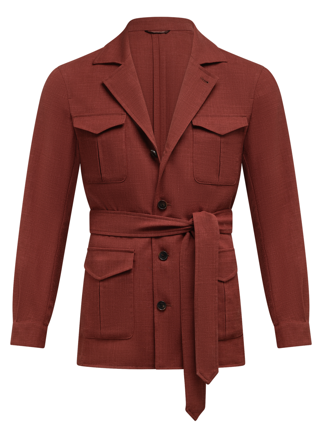 Pak van wol en linnen met safari jacket | Rood