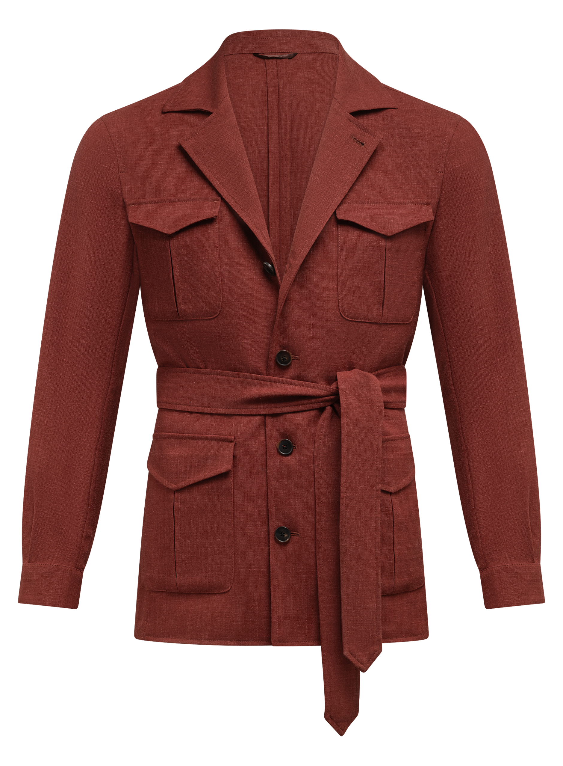 Pak van wol en linnen met safari jacket | Rood