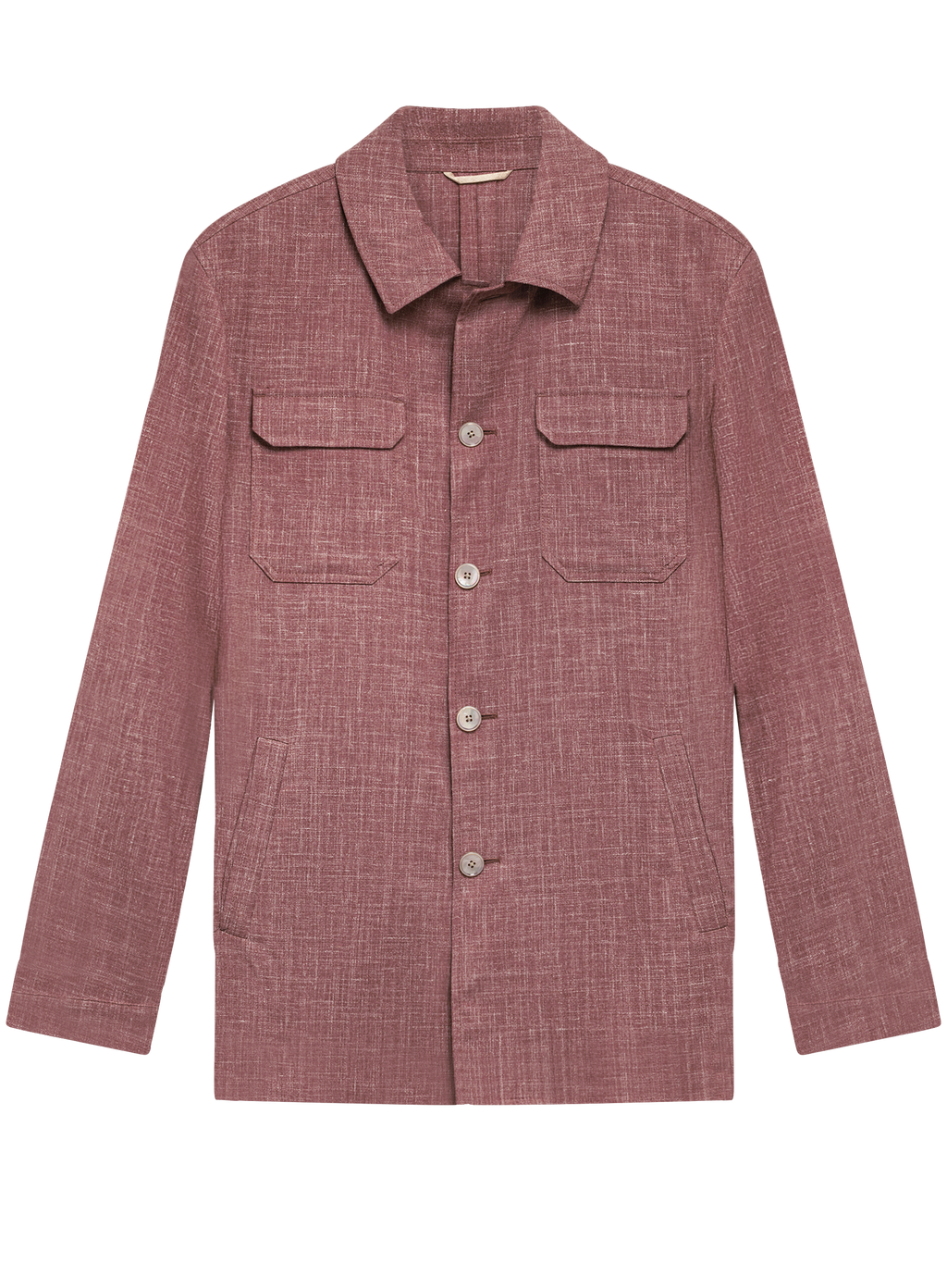 Pak met shirt jacket van wol, zijde en linnen (loro piana-stof) | OUD ROZE