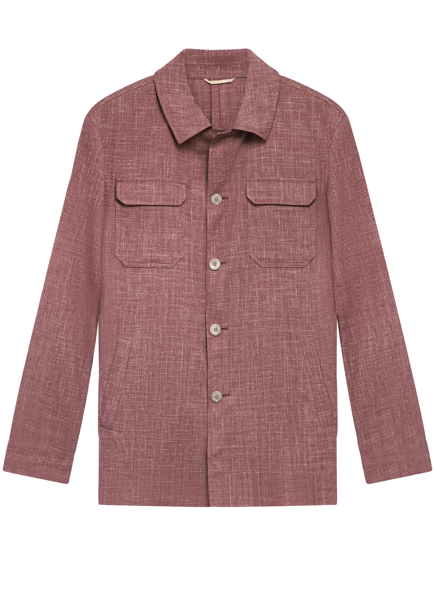 Pak met shirt jacket van wol, zijde en linnen (loro piana-stof) | OUD ROZE