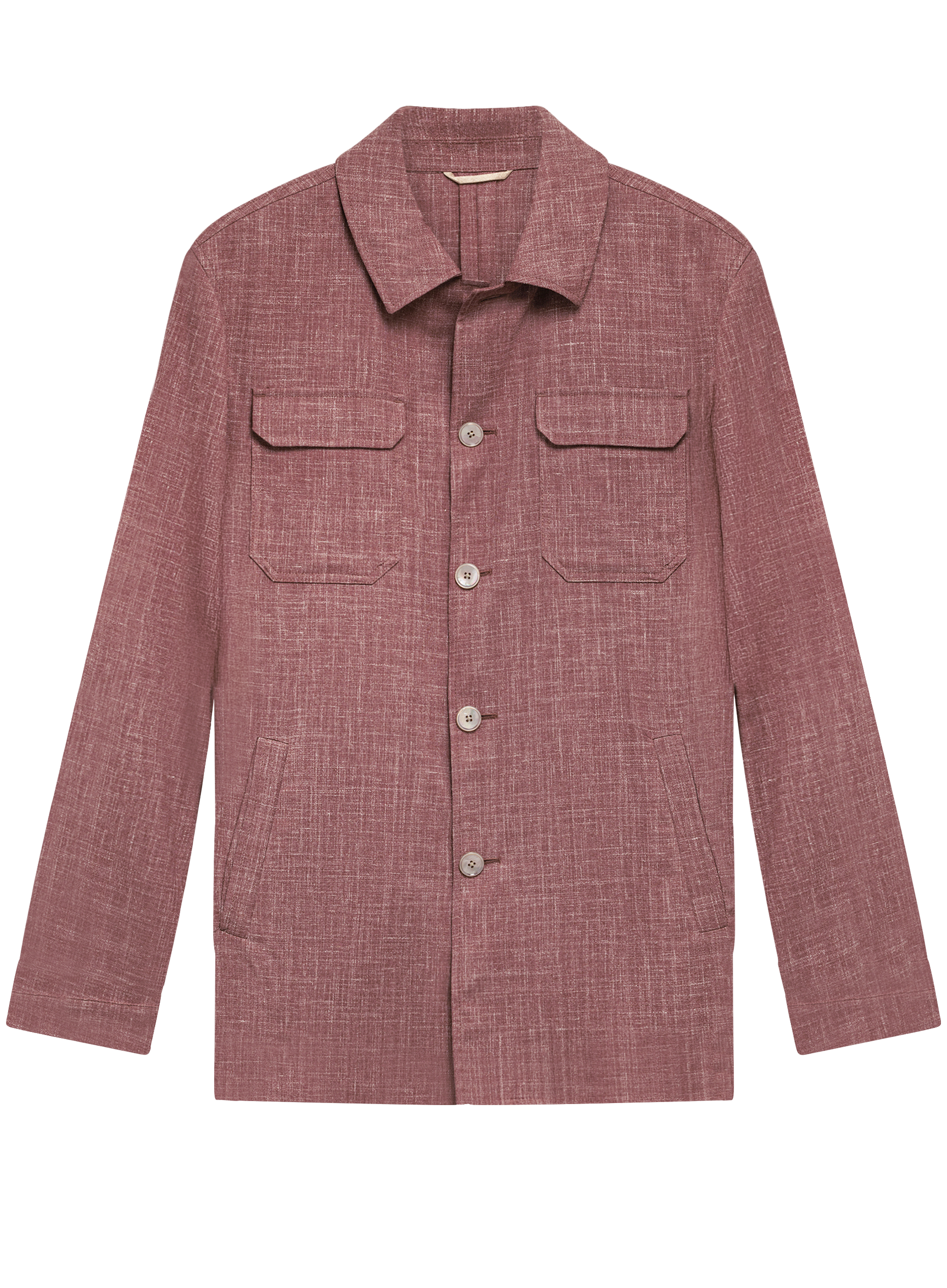 Pak met shirt jacket van wol, zijde en linnen (loro piana-stof) | OUD ROZE