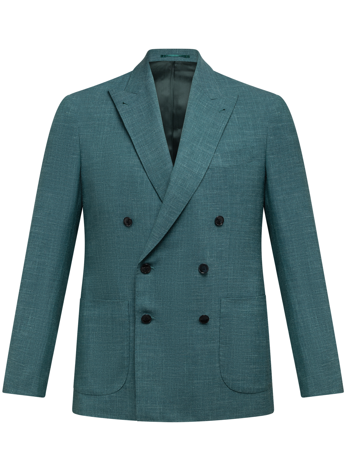 Double breasted pak van wol, zijde en linnen | Turqoise