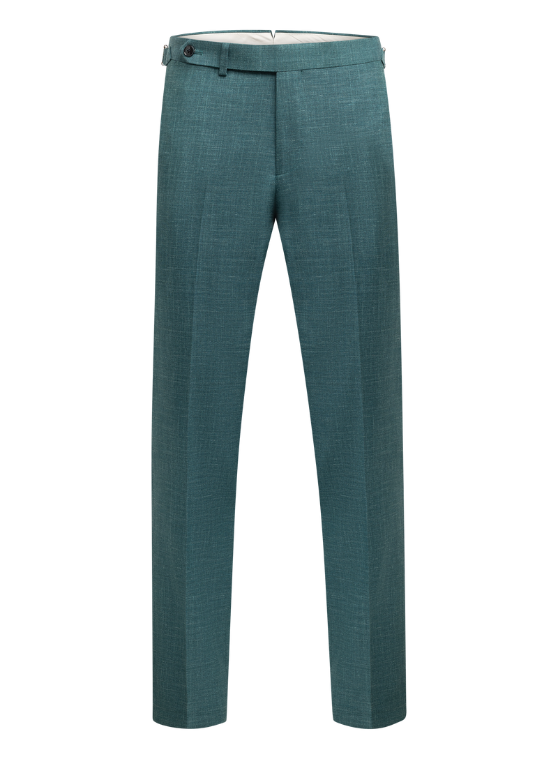 Double-breasted suit made of wool, silk and linen