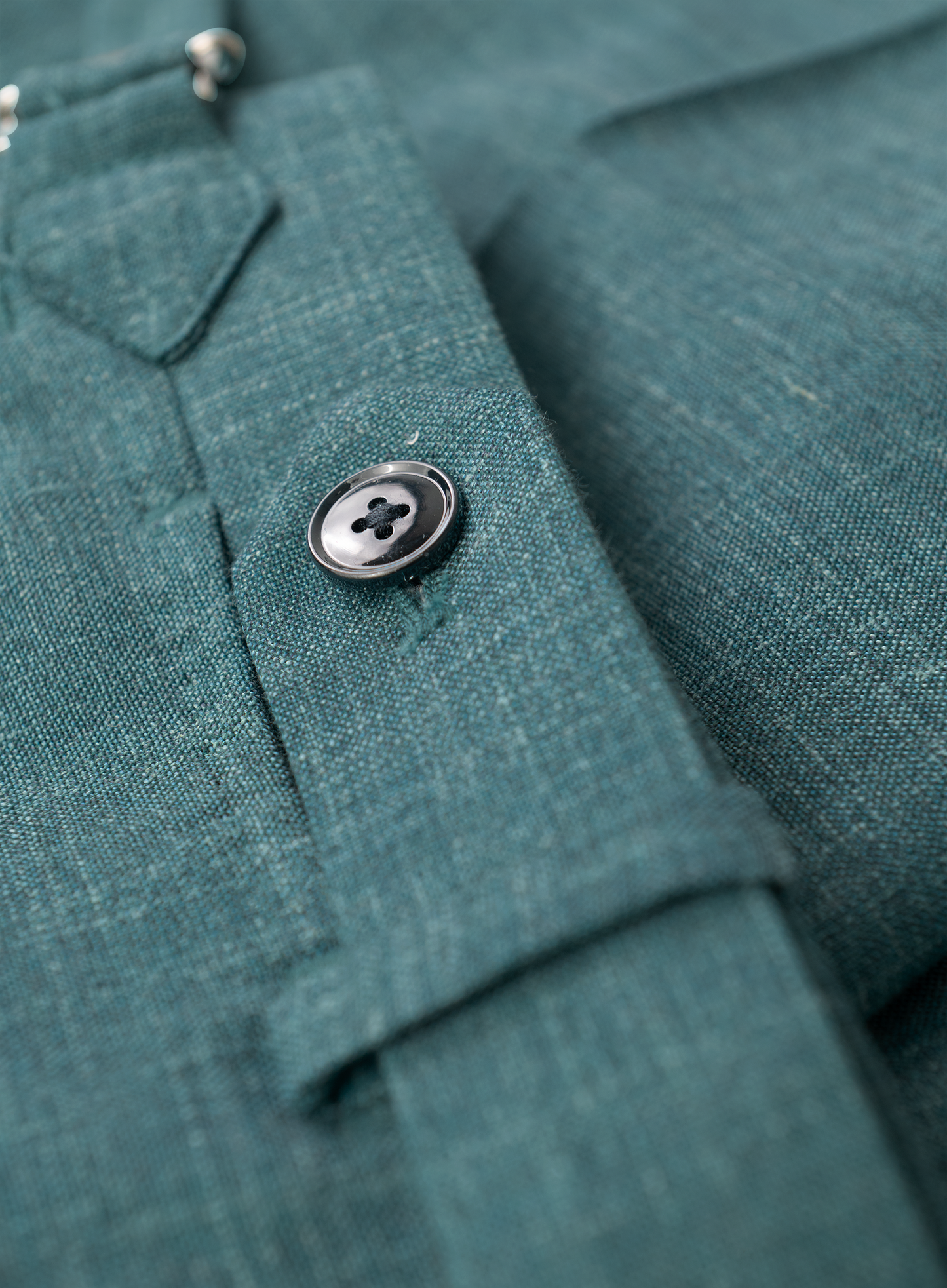 Double breasted pak van wol, zijde en linnen | Turqoise