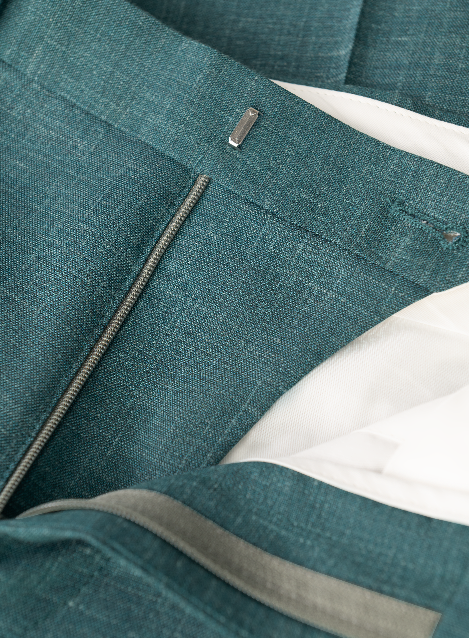 Double breasted pak van wol, zijde en linnen | Turqoise