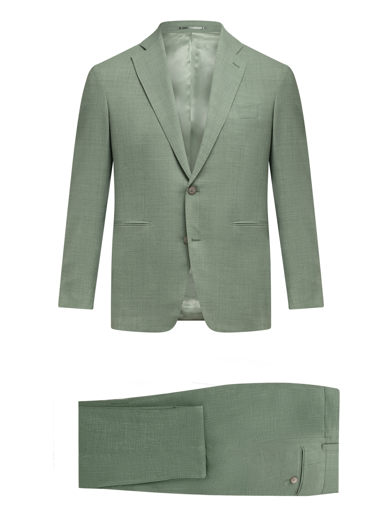 Driedelig pak van wol en linnen | Groen