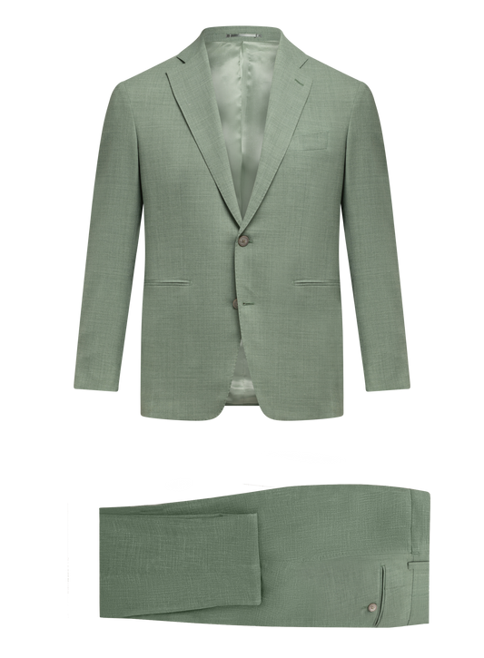 Driedelig pak van wol en linnen | Groen