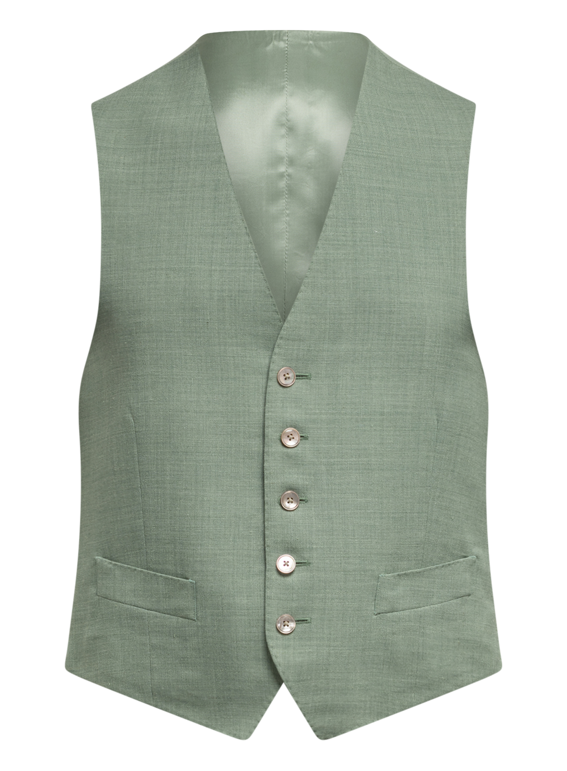 Driedelig pak van wol en linnen | Groen