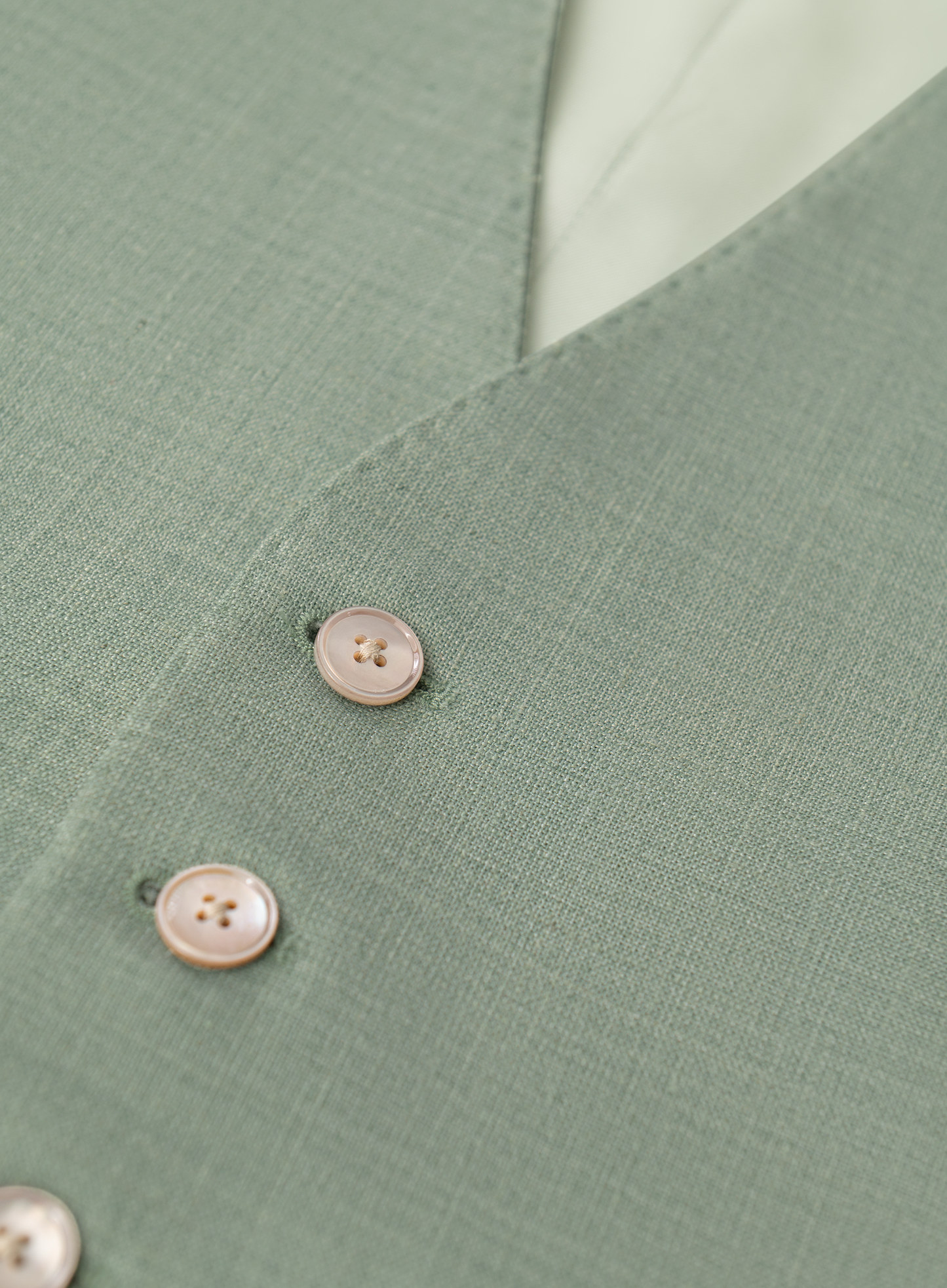 Driedelig pak van wol en linnen | Groen