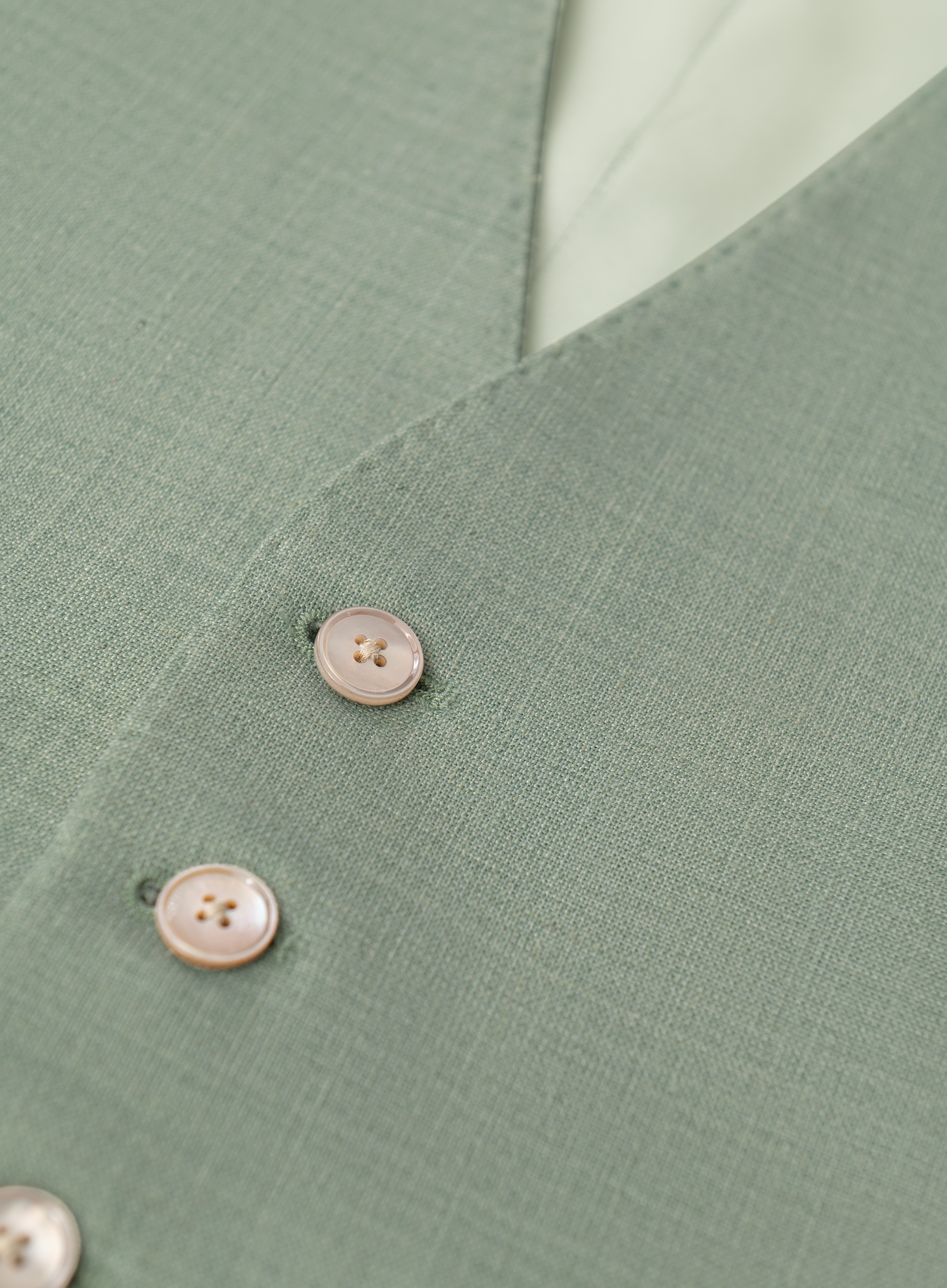 Driedelig pak van wol en linnen | Groen