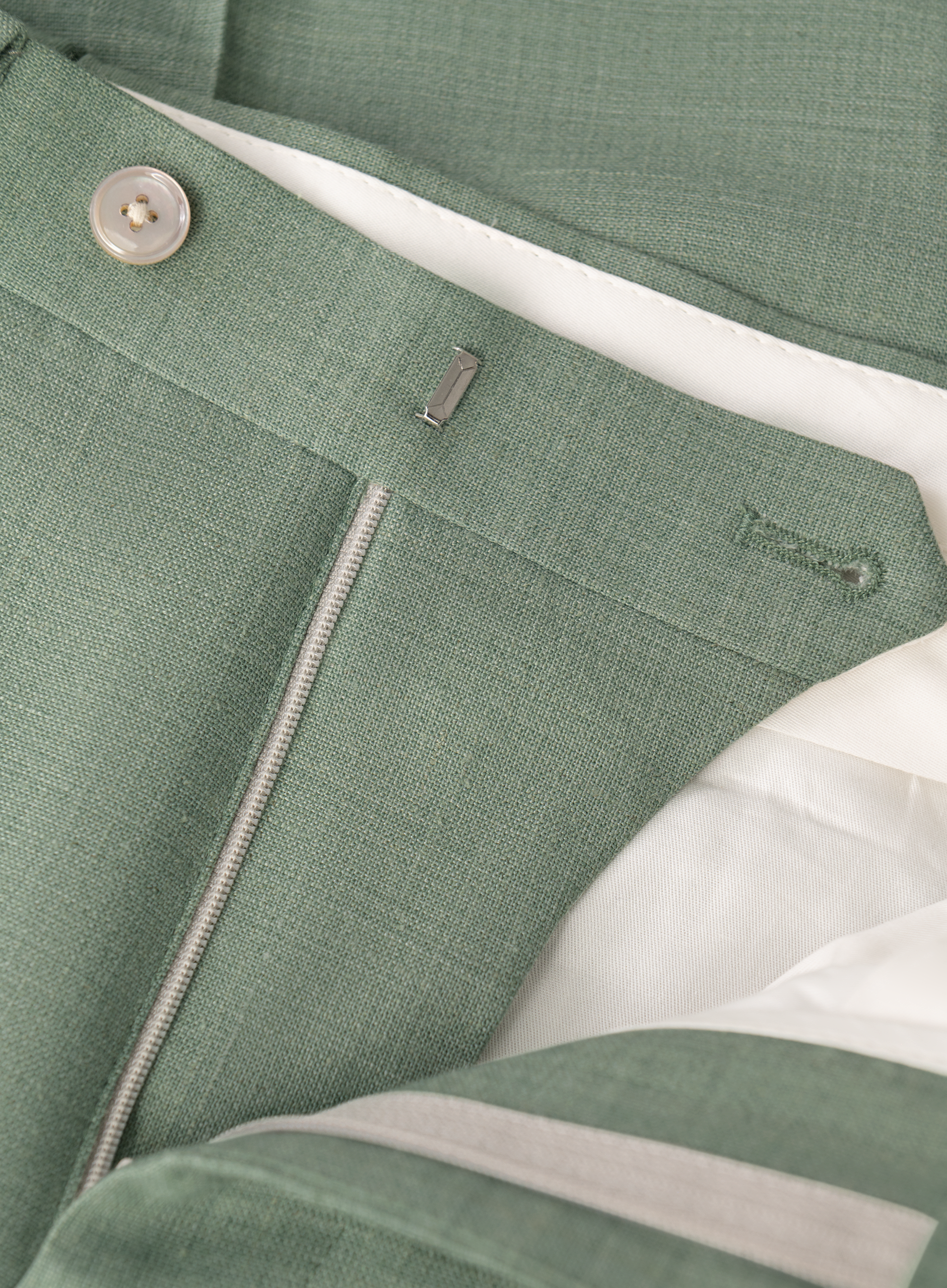 Driedelig pak van wol en linnen | Groen