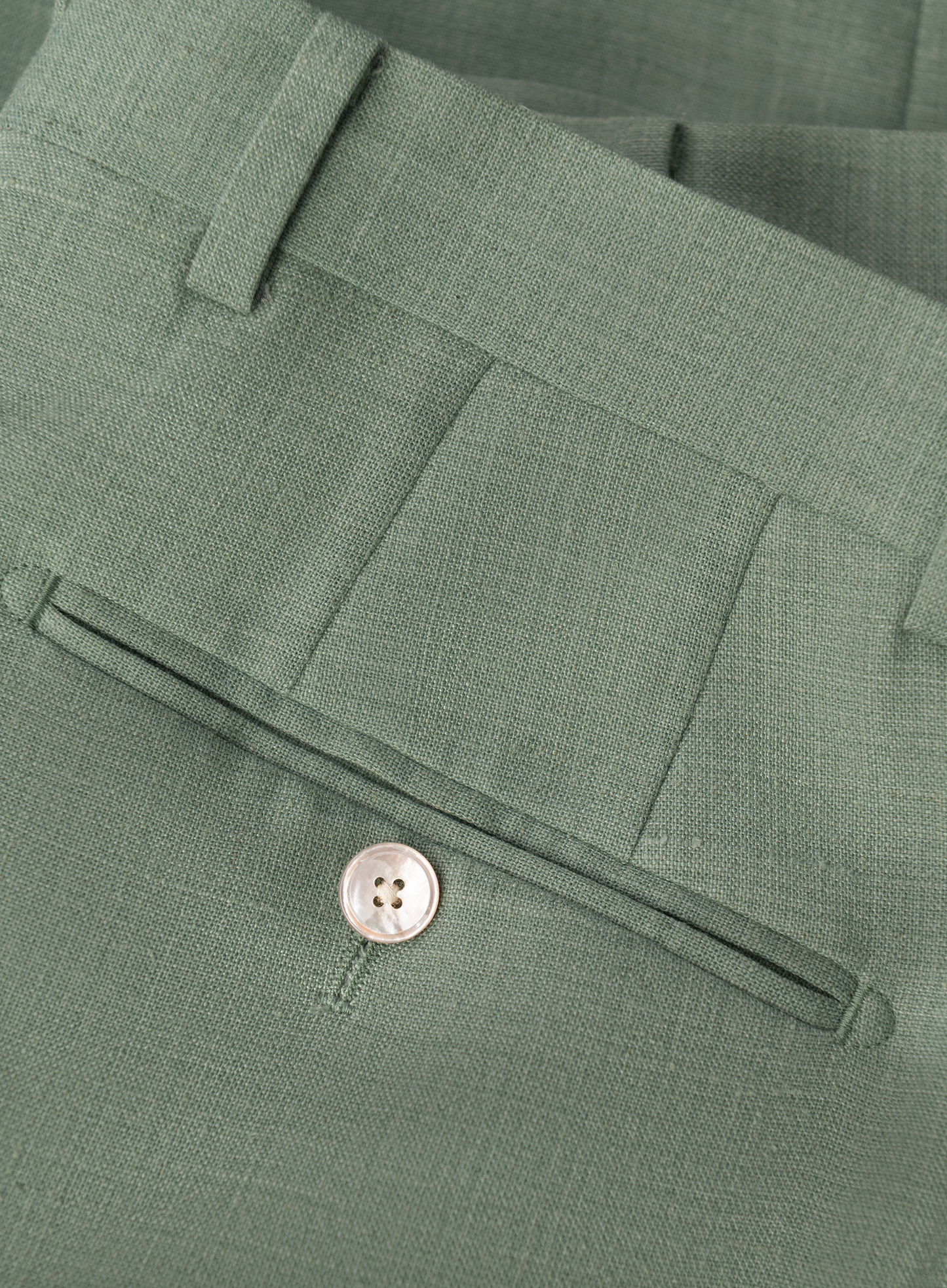 Driedelig pak van wol en linnen | Groen