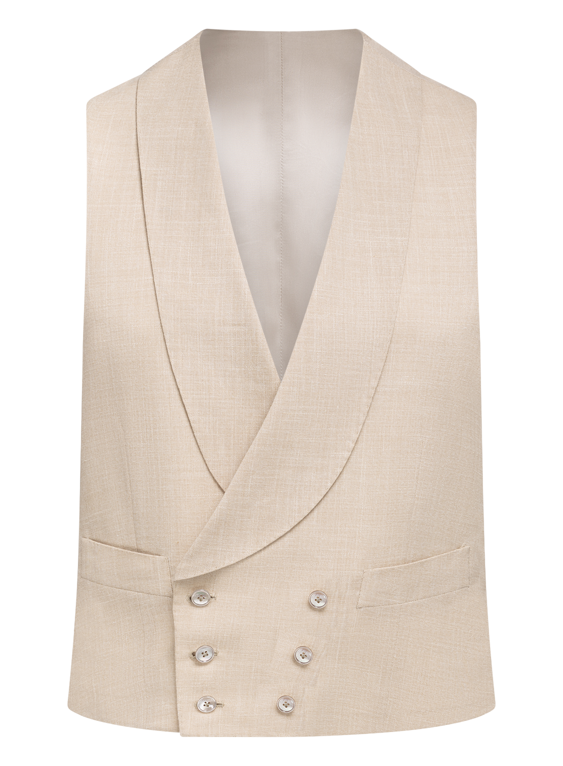 Pak van wol, zijde en linnen (loro piana-stof)  | Beige