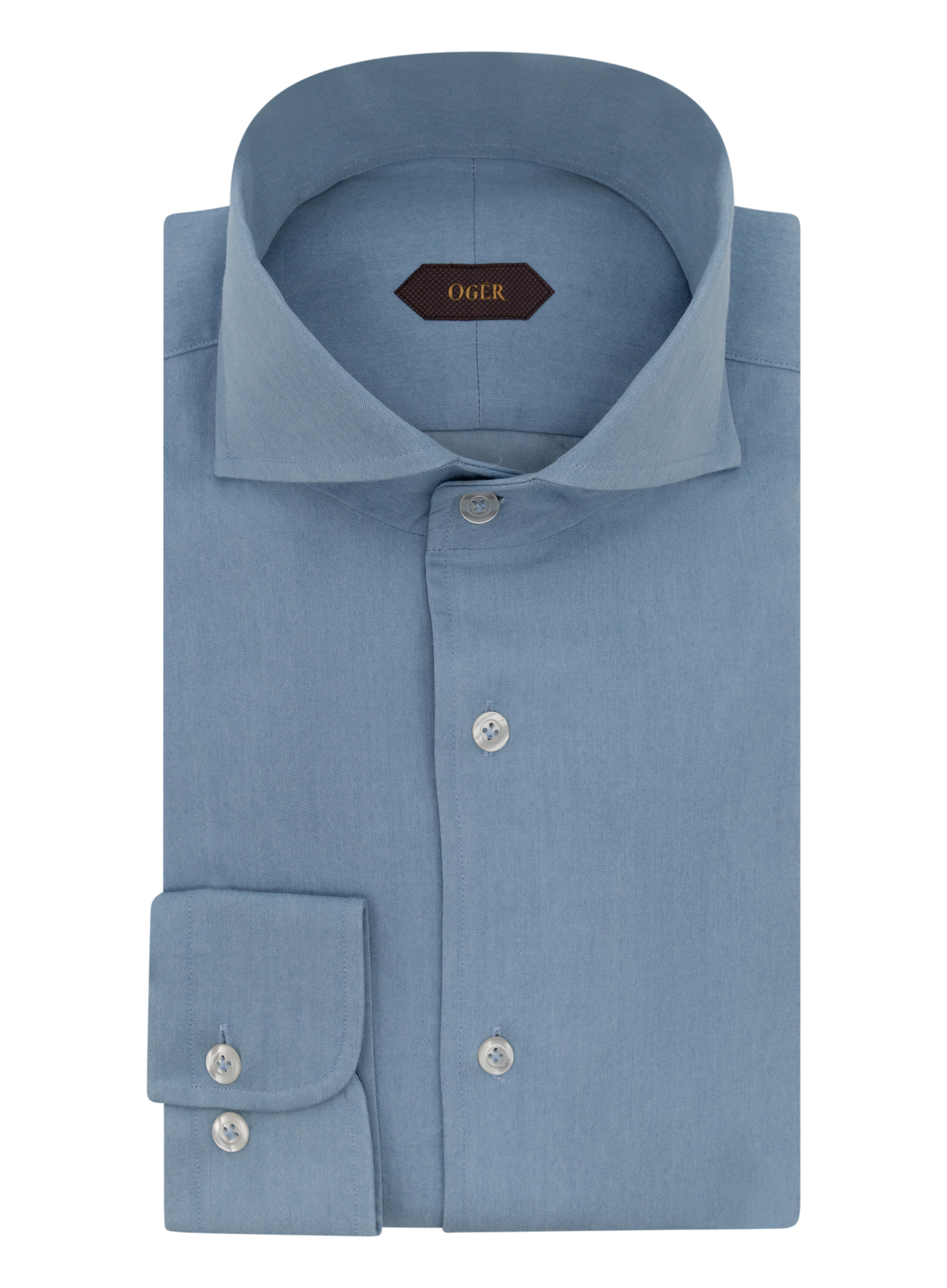Denim katoenen shirt | FULL_WIDTH | L.Blauw