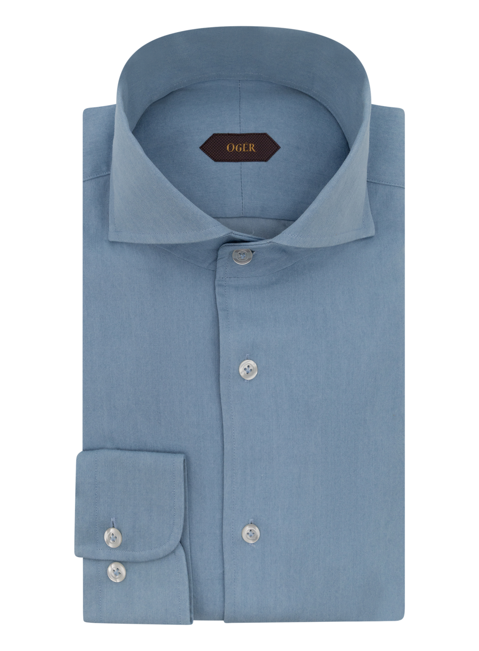 Denim katoenen shirt | FULL_WIDTH | L.Blauw