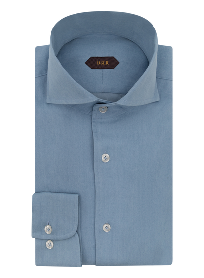 Denim katoenen shirt | FULL_WIDTH | L.Blauw