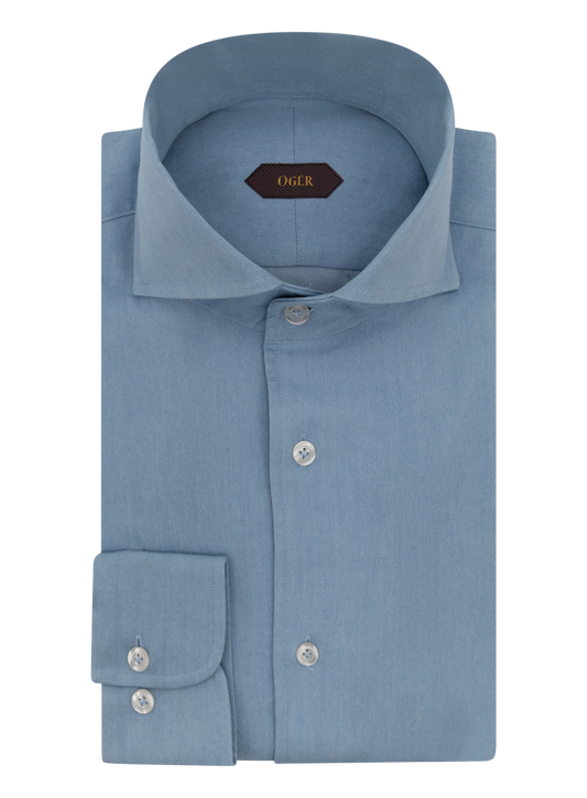 Denim katoenen shirt | FULL_WIDTH | L.Blauw