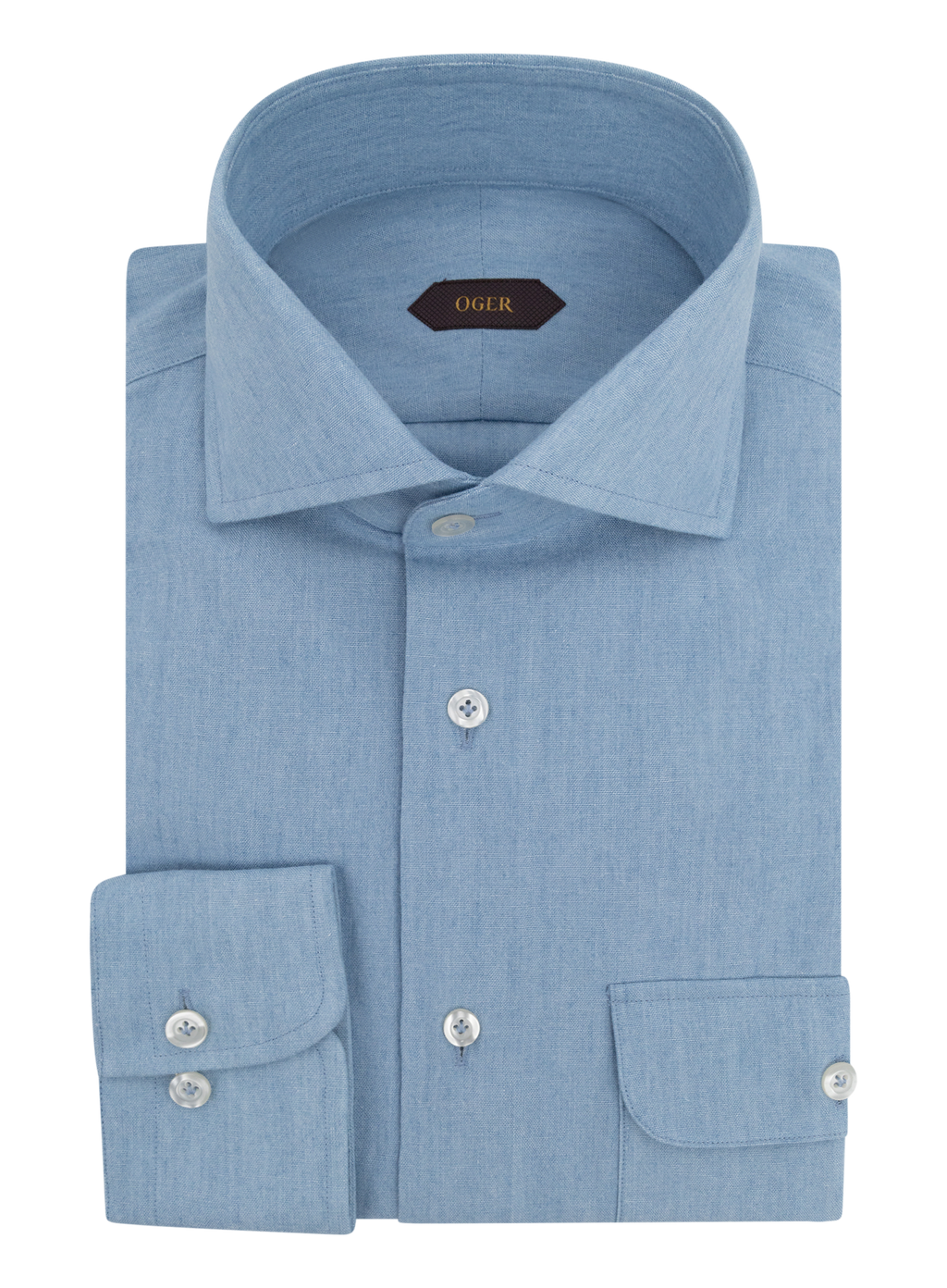 Gemêleerd overhemd van katoen | Blauw