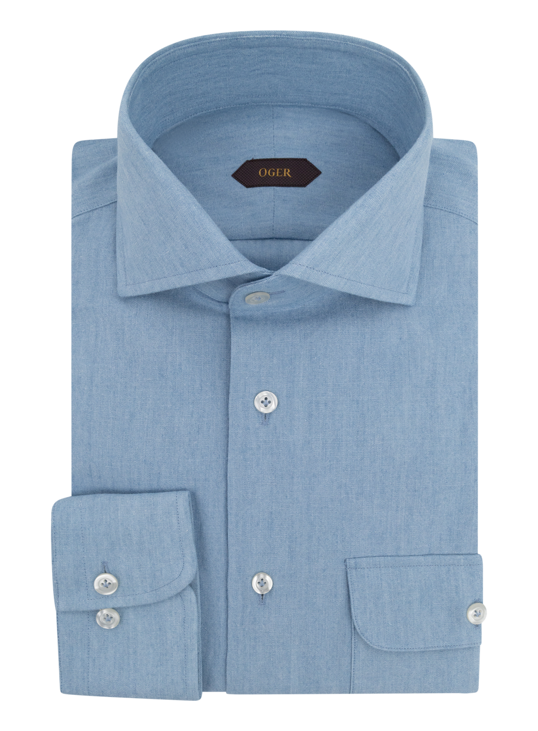 Gemêleerd overhemd van katoen | Blauw