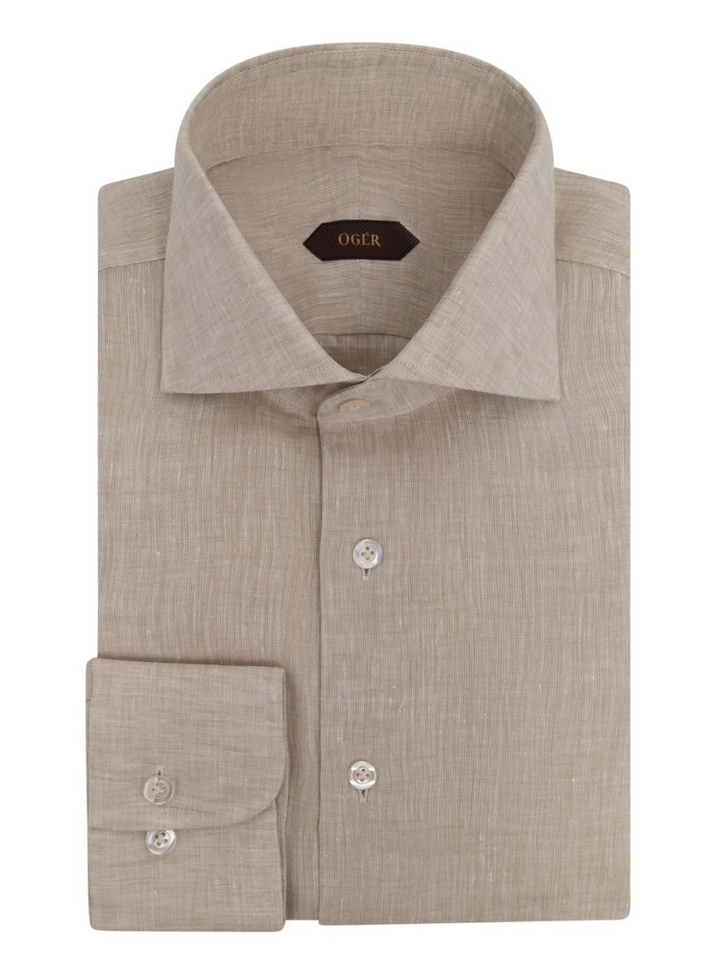 Gemêleerd overhemd van linnen | Beige