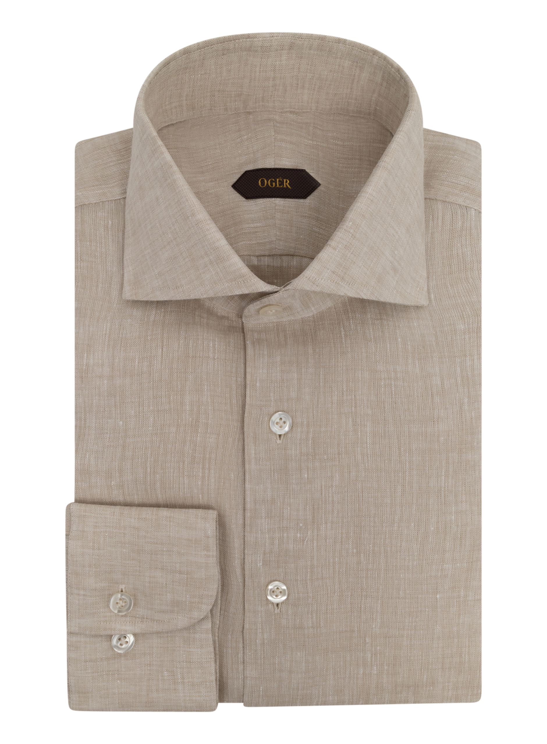 Gemêleerd overhemd van linnen | Beige
