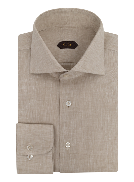 Gemêleerd linnen shirt | FULL_WIDTH | Beige