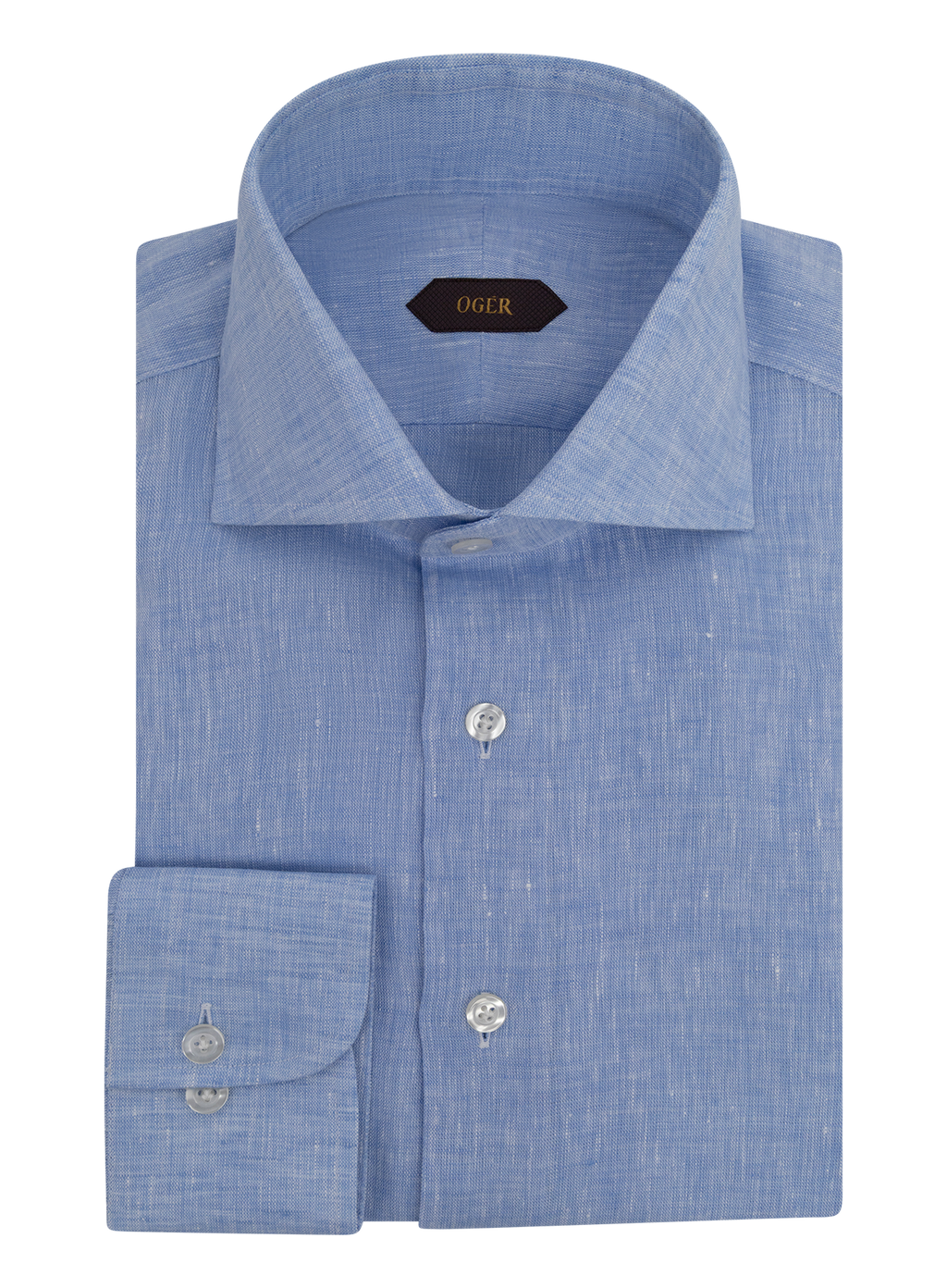 Gemêleerd linnen shirt | FULL_WIDTH | L.Blauw