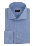 Gemêleerd linnen shirt | FULL_WIDTH | L.Blauw