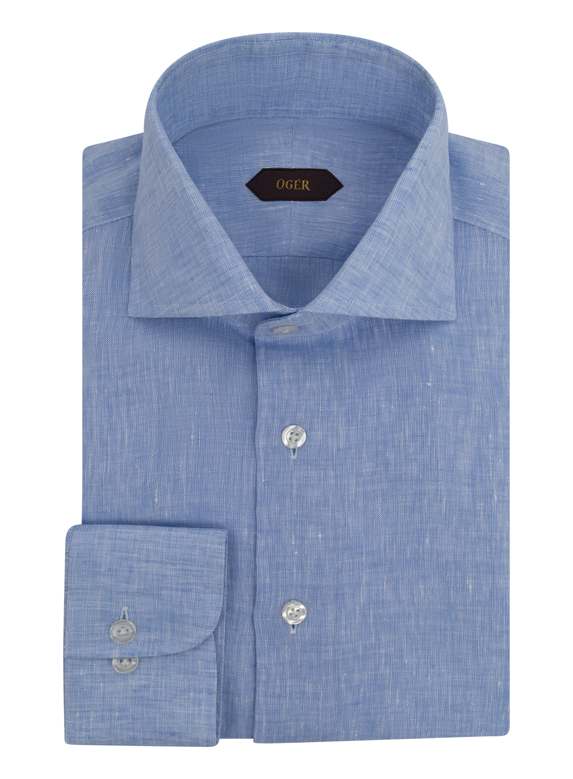 Gemêleerd linnen shirt | FULL_WIDTH | L.Blauw