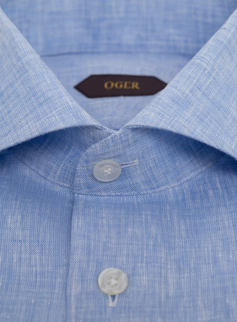 Gemêleerd linnen shirt | FULL_WIDTH | L.Blauw