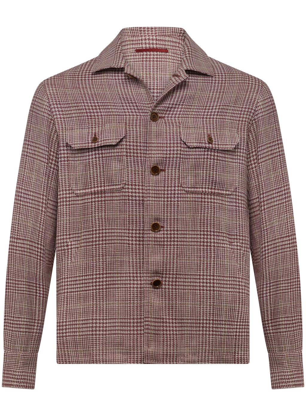Glencheck overshirt van zijde, linnen en katoen | Multicolor
