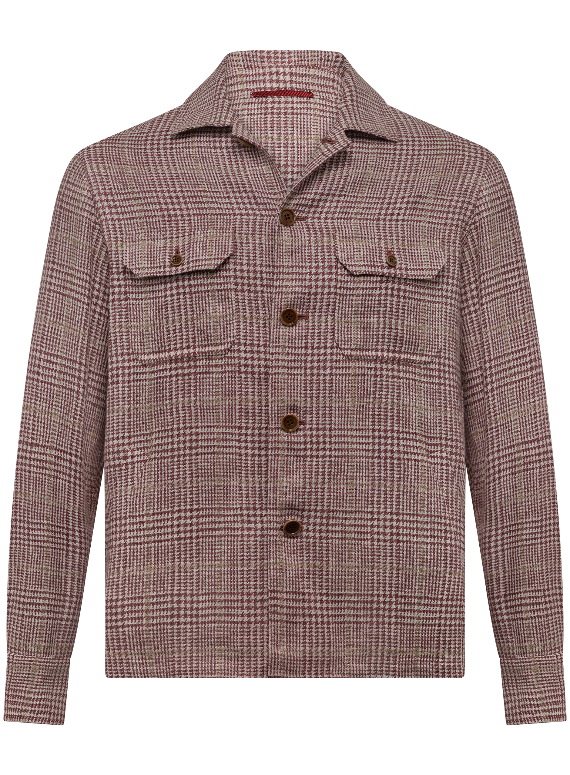 Glencheck overshirt van zijde, linnen en katoen | Multicolor