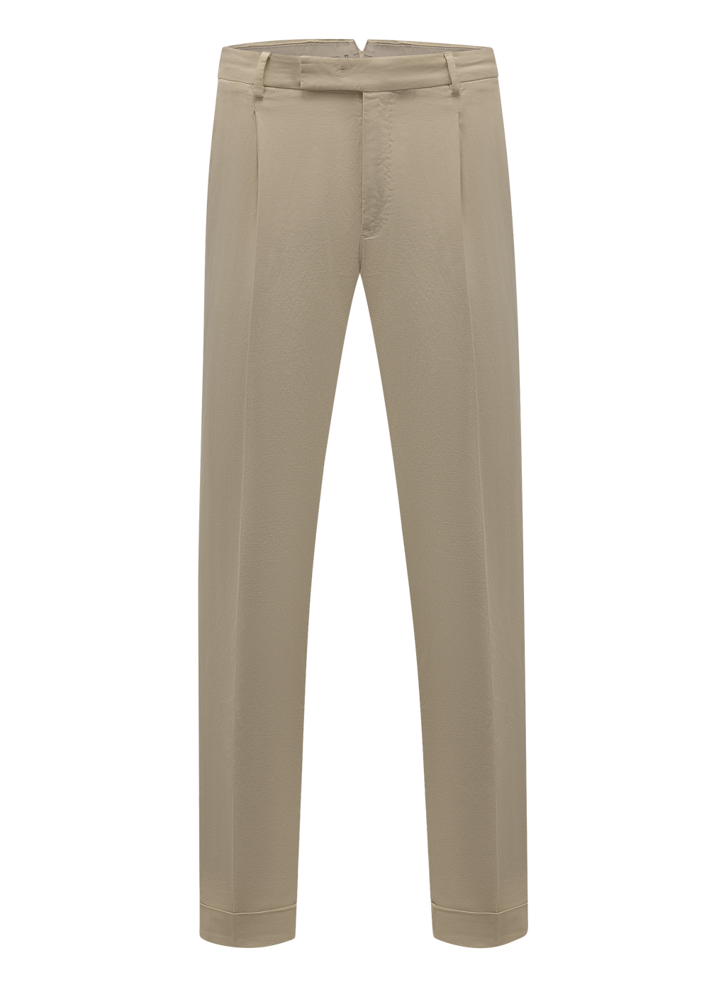 Bandplooi broek van katoen en linnen | Beige