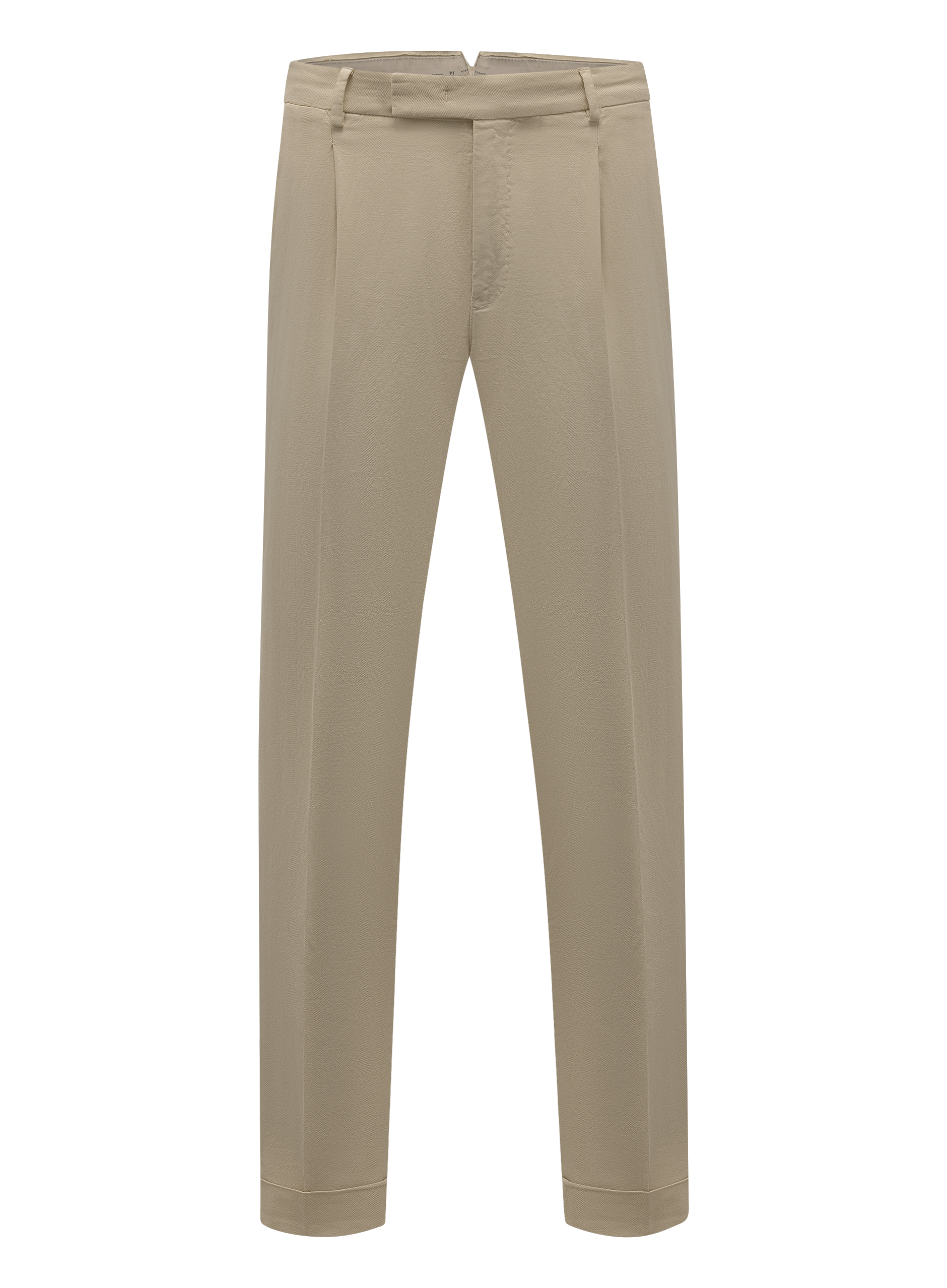 Bandplooi broek van katoen en linnen | Beige
