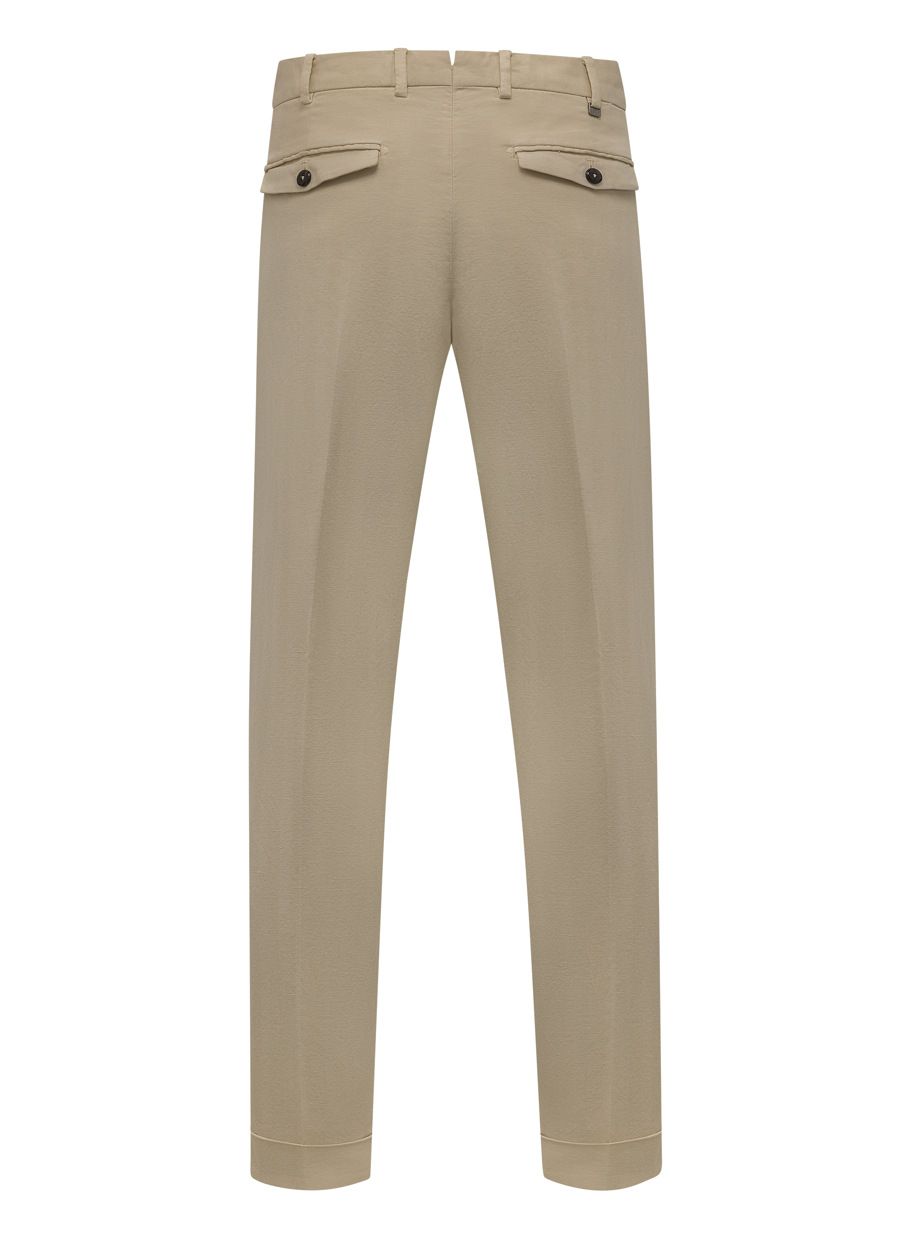 Bandplooi broek van katoen en linnen | Beige
