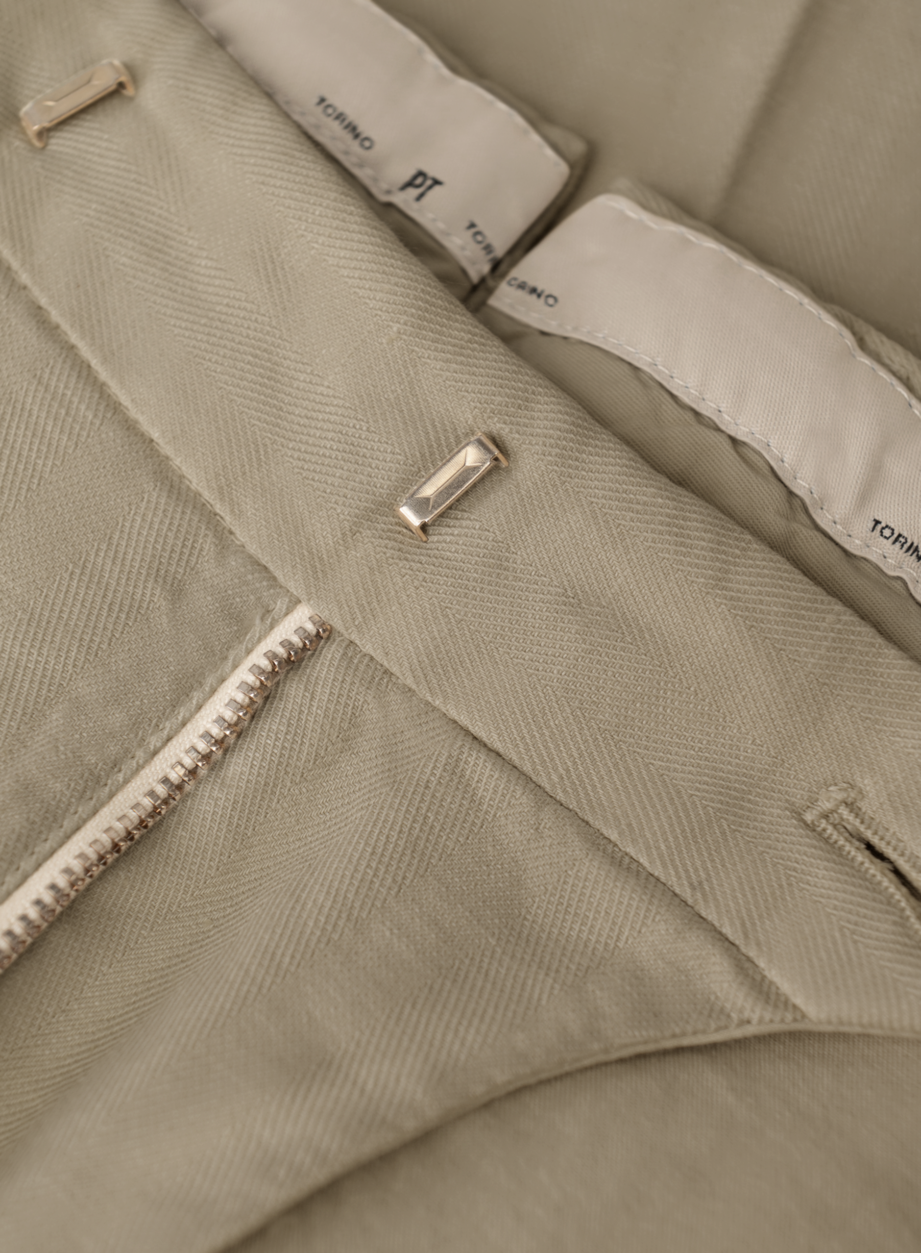 Bandplooi broek van katoen en linnen | FULL_WIDTH | Beige