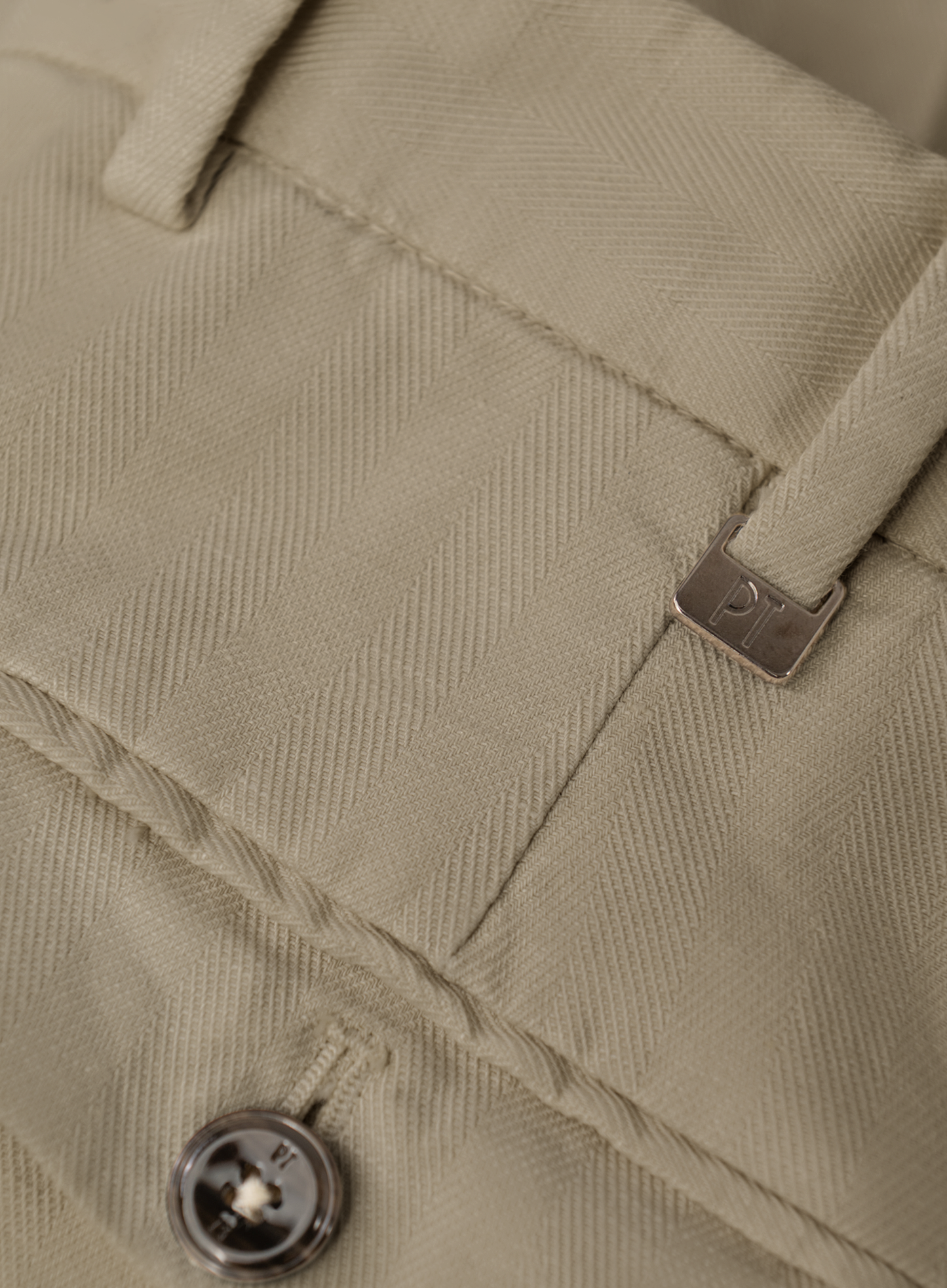 Bandplooi broek van katoen en linnen | FULL_WIDTH | Beige